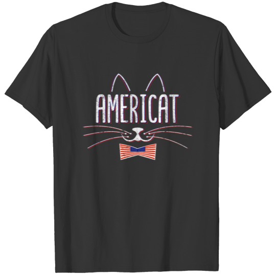 Cute Cat Owner Funny 4th of July Americat T-shirt