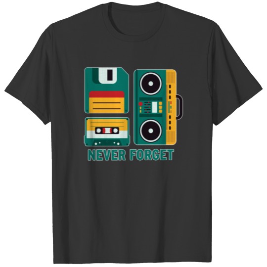 Never Forget Tape Floppy Disk Boom Box T-shirt