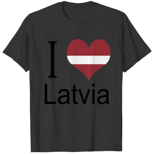 I Love Latvia Heart Country europe gift flag T-shirt
