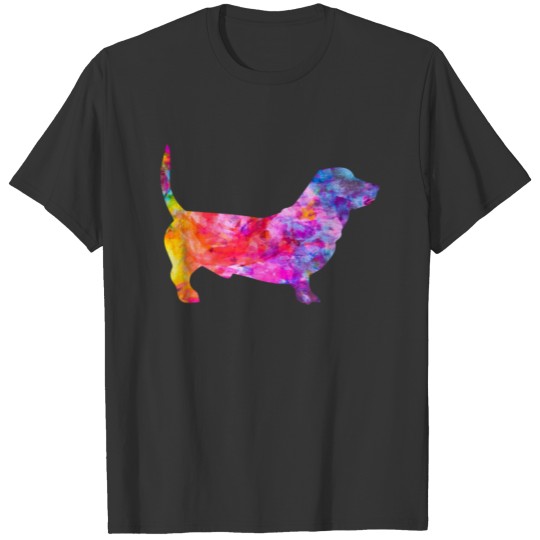 Basset Hound Water Color Art Print Pet Owner T-shirt