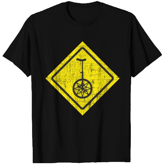 Funny Unicycle Yellow Traffic Sign T Shirts