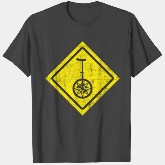 Funny Unicycle Yellow Traffic Sign T Shirts