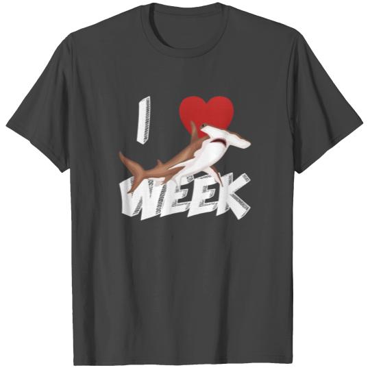 I Love The Week Of Sharks Cute Novelty Gift Idea For Shark Lovers Graphic Hammerhead Shark T Shirts
