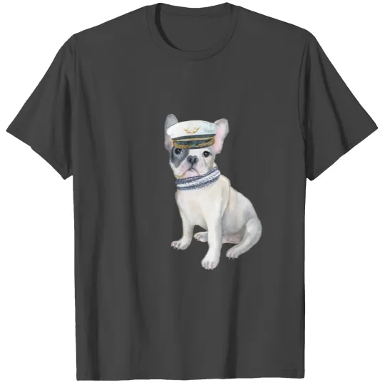 Frenchie French Bulldog scarf Captains Hat Dogs T Shirts