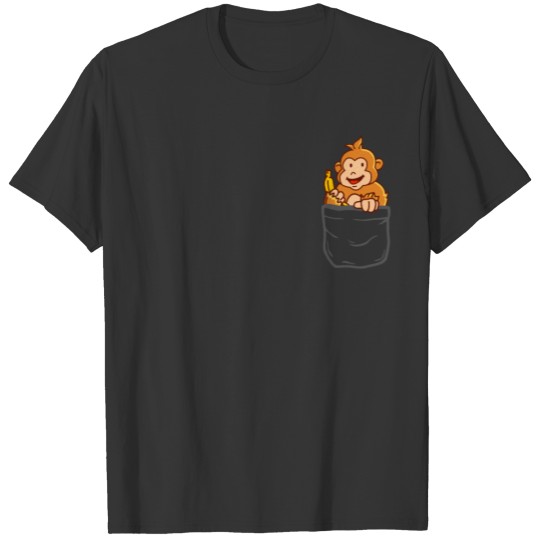 Pocket Monkey eating banana gift T-shirt