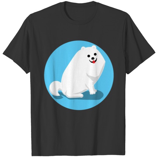 Cute Chubby White Dog Sitting T Shirts
