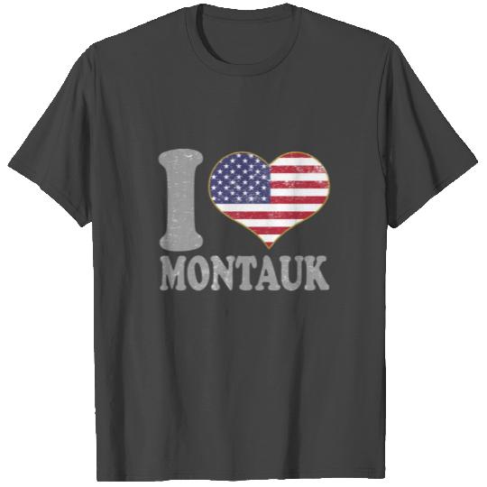 I Heart Montauk City Pride July 4th American Flag T Shirts