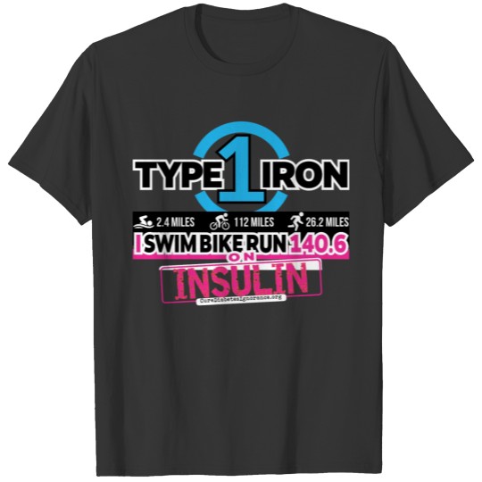 Type 1 Diabetes 140.6 Triathlon - Blue/Pink/Blk T-shirt