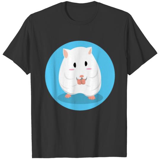 Cute White Hamster Eating T-shirt