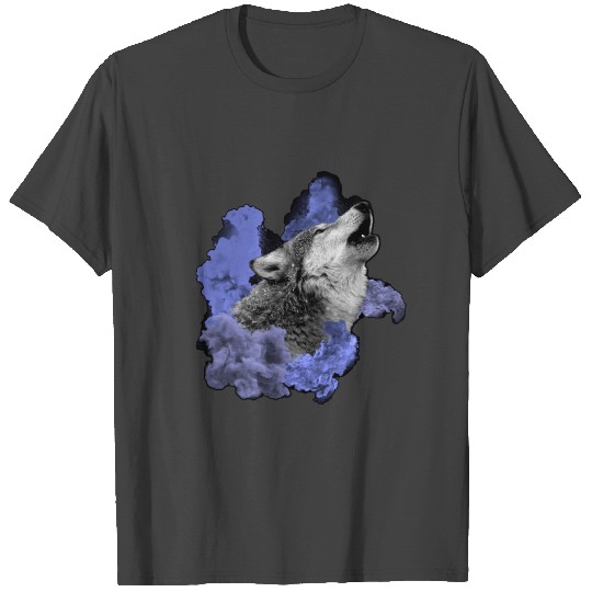 Wolf howling in smoke T Shirts