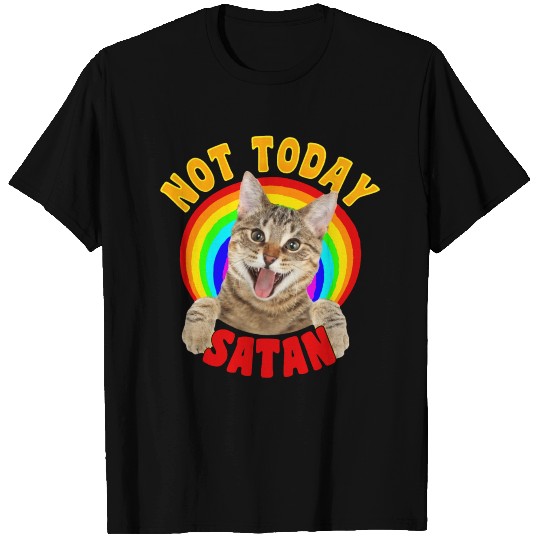 Not Today Satan Funny Cat Rainbow T Shirts