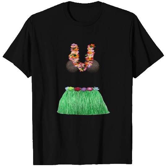 Coconut Bra Grass Skirt Lei Flowers Summer Party T Shirts