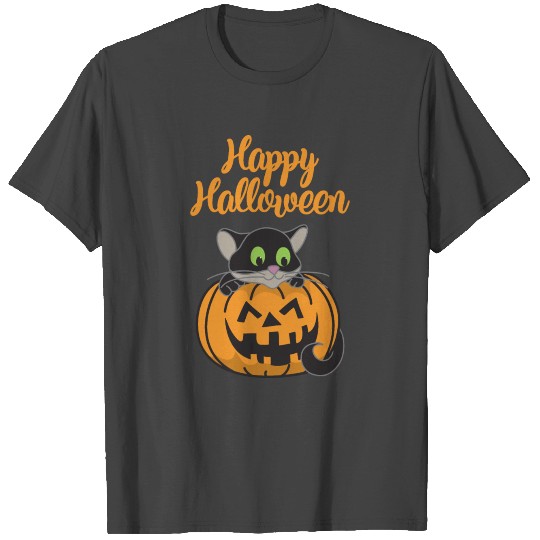 Happy Halloween Cat Pumpkin T Shirts