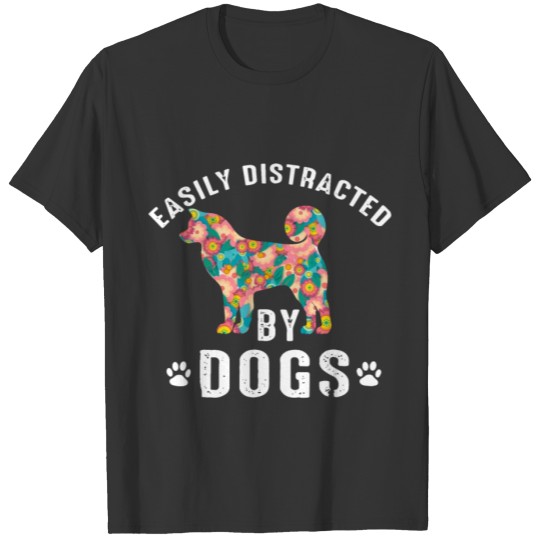easily distractes by dog pitbull T-shirt