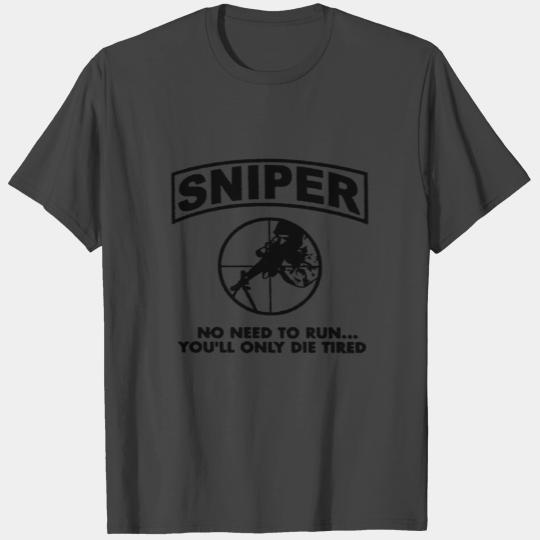 Sniper No Need To Run Army Marine Corps Adult T Shirts