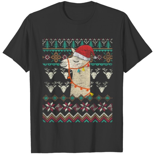 Llama Ugly Christmas Sweater Xmas Animals Gift T Shirts