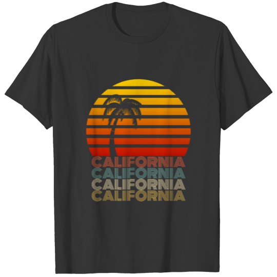 California Summer Vintage Sun Beach Palm Trees USA T Shirts