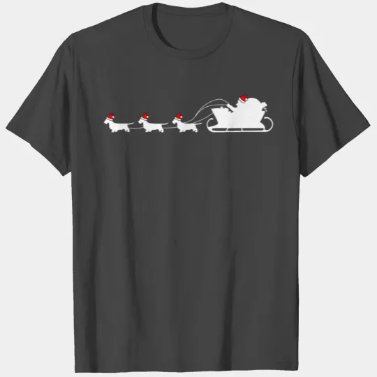 Dachshund wirehaired, Santa Xmans Christmas slide T Shirts