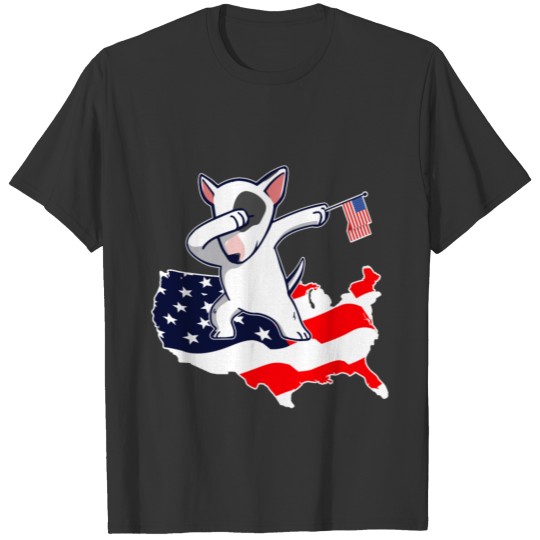 Funny Dabbing English Bull Terrier Dog on American T Shirts