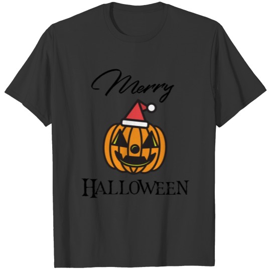 Merry Halloween, Halloween Christmas, Humor Halloween Carved Pumpkin T-shirt