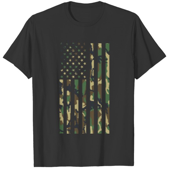 Military Veteran Camo Camouflage American Flag T Shirts