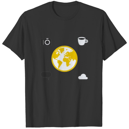 Yellow world print T-shirt