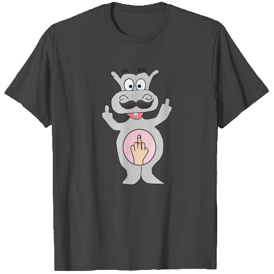 Hippo with middle finger gift idea T Shirts
