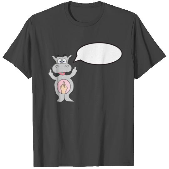 Hippo with middle finger gift idea T Shirts
