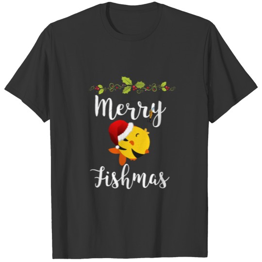 Merry Fishmas Funny Fishing Gift Fish Santa T-shirt