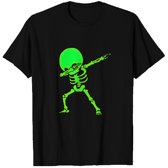 Dabbing Big Head Skeleton Neon Glow Funny T Shirts