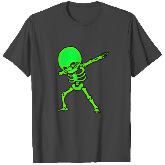 Dabbing Big Head Skeleton Neon Glow Funny T Shirts