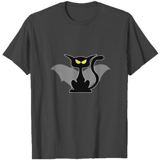 Funny Cat With Bat Wings T Shirts Halloween Gifts