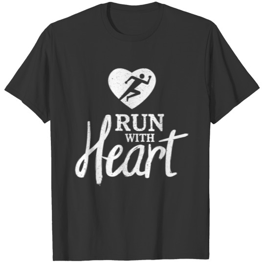 Running Design Run With Heart White Cross Country Fitness Funny Gift T Shirts