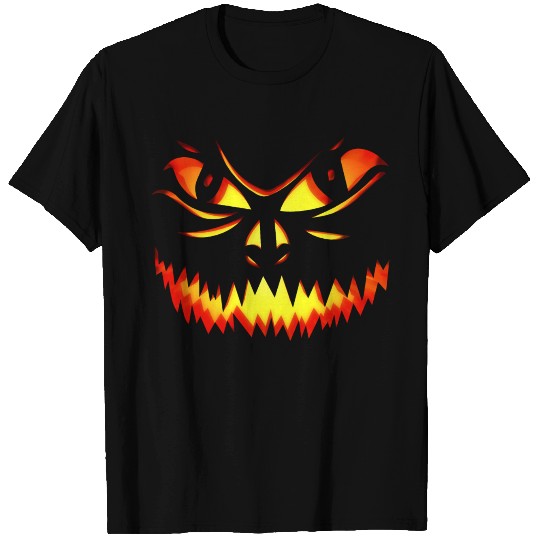 Scary Evil Pumpkin Face Halloween Jack-O-Lantern T Shirts