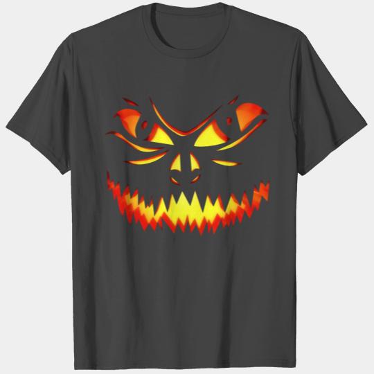 Scary Evil Pumpkin Face Halloween Jack-O-Lantern T Shirts