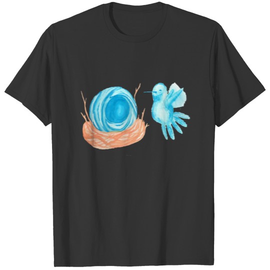 Blue and Orange Hummingbird with Nest T Shirts