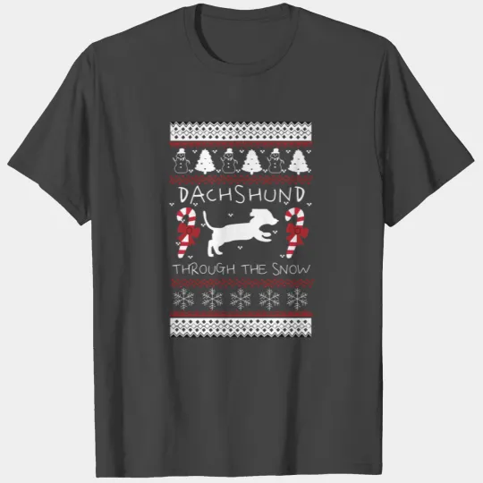 Dachshund in The Snow Dachshund Christmas Ugly T Shirts