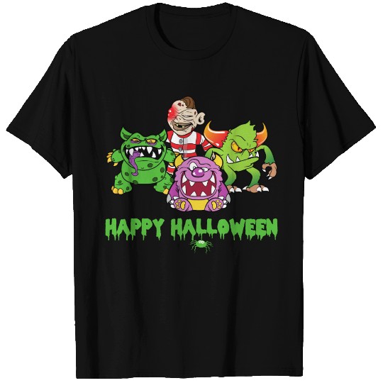 Happy Halloween Monster Zombie Horror Pumpkin Bone T Shirts