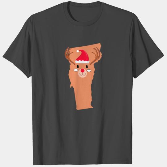Vermont Christmas Hat Antler Red Nose Reindeer T Shirts