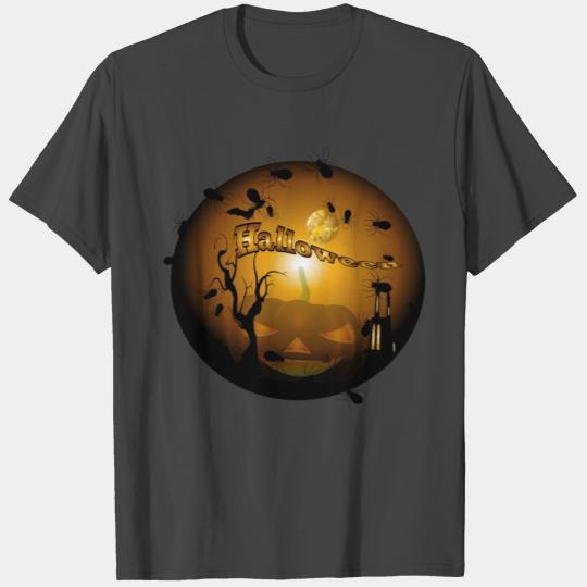 Halloween funny pumpkin with spider T Shirts