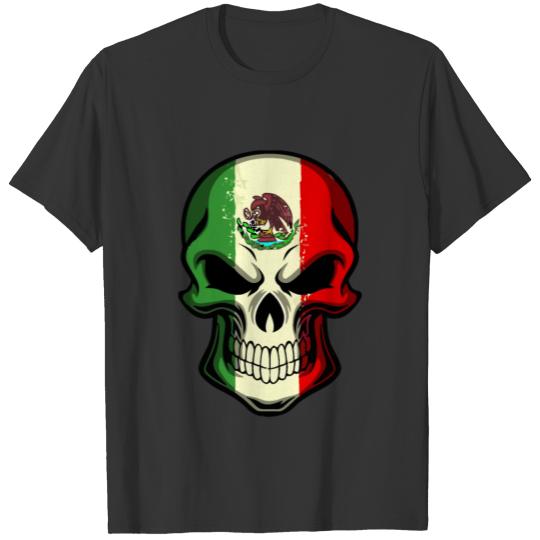 Mexican Mexico Flag Skull T Shirts