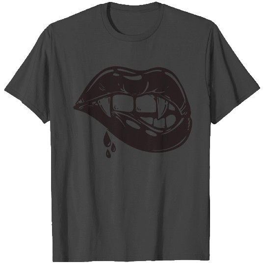 Dripping Blood Mouth Vampire Lip Teeth T Shirts