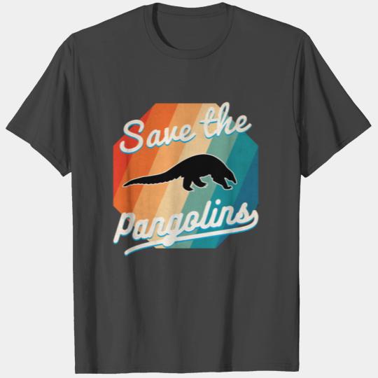 Save the pangolins retro vintage 1970s style T Shirts