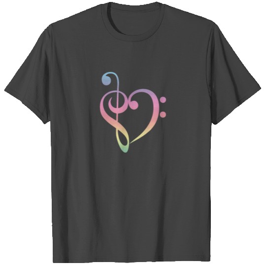 Watercolor Rainbow Heart Bass Clef Musical Note T Shirts