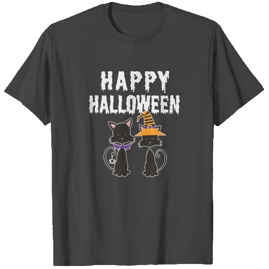 Happy Halloween Cute Witch Cat Kitty Design T Shirts