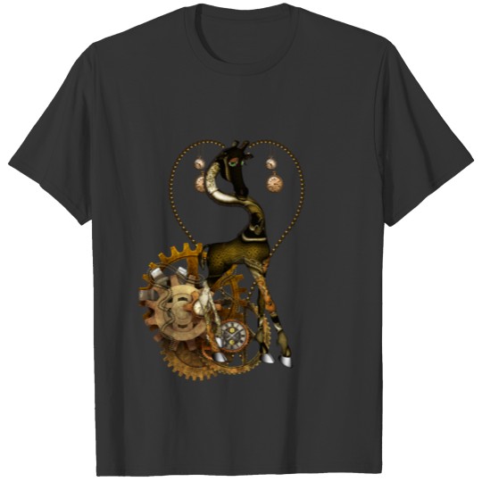 Cute steampunk giraffe with clocks and gears T-shirt