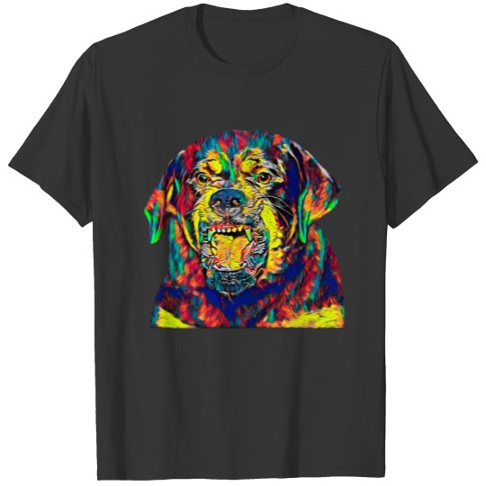Rottweiler Dog Head Pet Portrait Abstract T Shirts