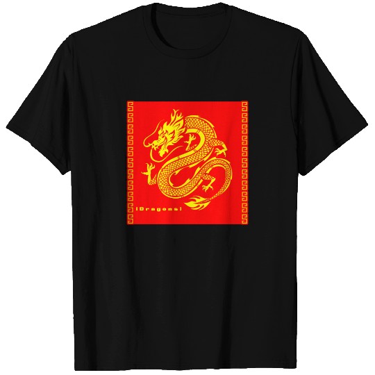 Traditional chinese dragon with silhouette T Shirts