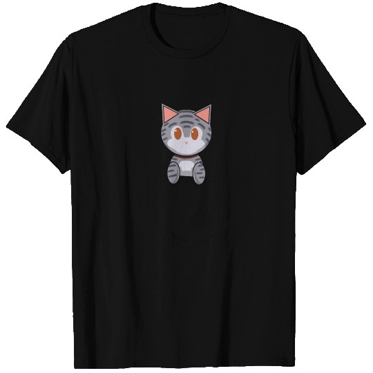 Pocket Cat Tabby Gray T Shirts