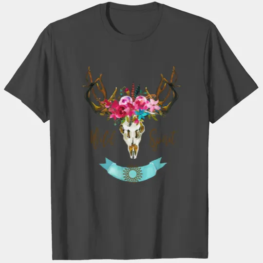 Bohemian Skull Boho Tribal Floral Wild Spirit Gift T Shirts